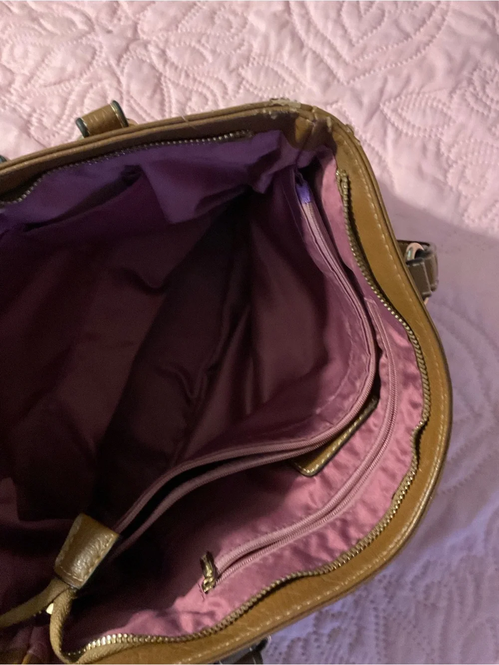 Coach Brown Shoulder Bag with Purple Interior